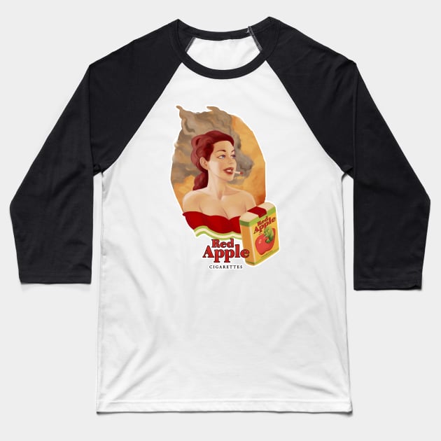 Smoke Red Apples Baseball T-Shirt by Coendu